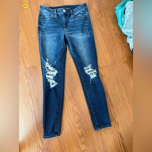 American Eagle Outfitters Dark Blue Distressed Skinny Jeans